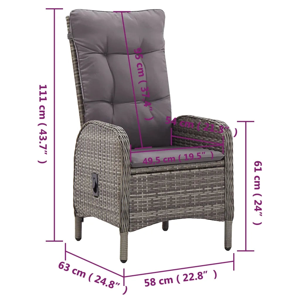Set Pranzo da Giardino 11pz in Polyrattan Grigio 3058554
