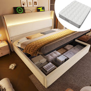 Letto matrimoniale 160x200 con contenitore LED USB-C e materasso