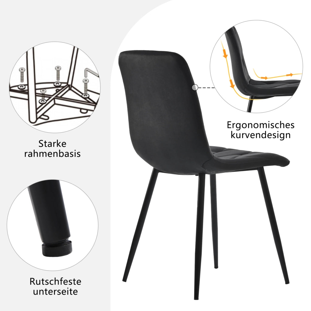 Set tavolo rotondo con 4 sedie MDF effetto marmo