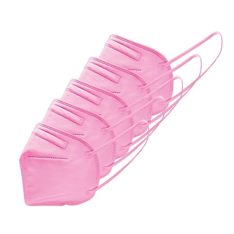 SET 5 MASCHERINE FFP2  DI COLORE ROSA CON 5 GANCI SALVAORECCHIE