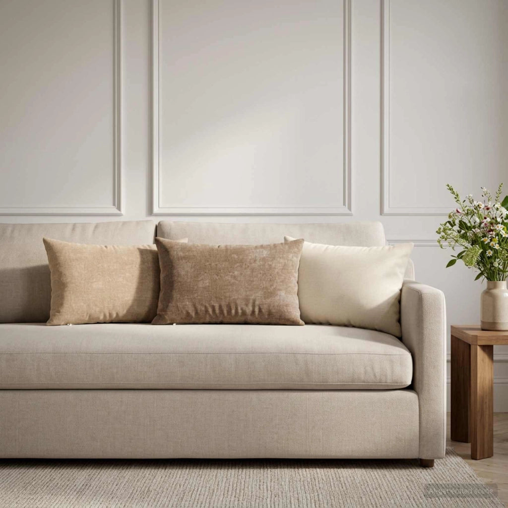 Cuscino con cuscino HEERLEN 2 pz Crema Tessuto Chenille 923941