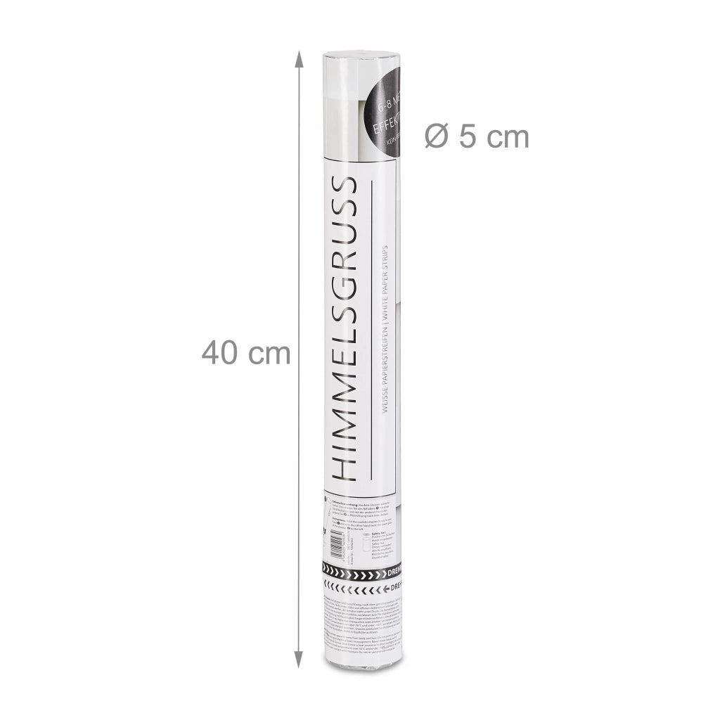 Cannone sparacoriandoli per feste facile da usare 40 x 5 cm in cartone bianco 13_0012410