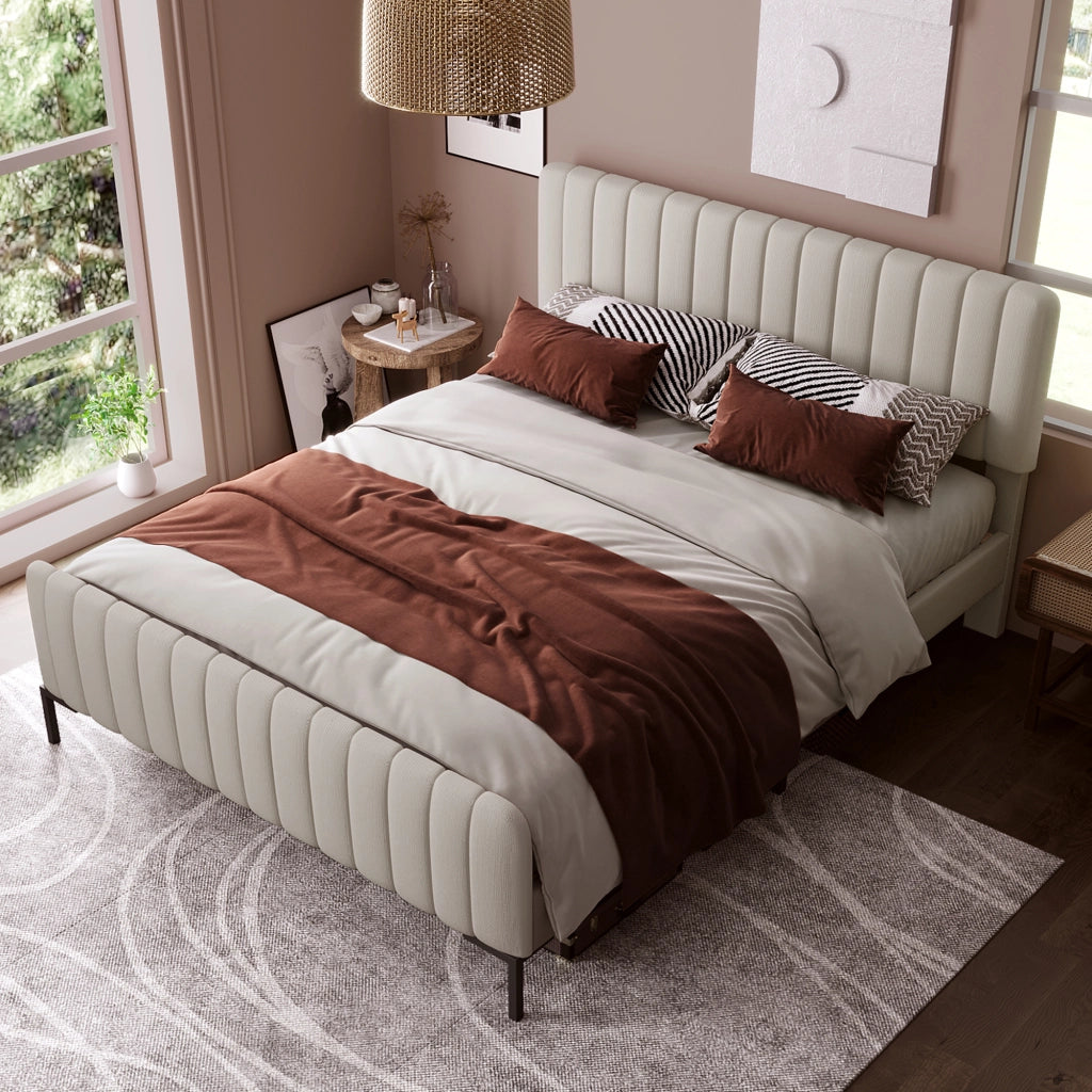 Letto matrimoniale imbottito 180x200 cm con rete a doghe e testiera regolabile