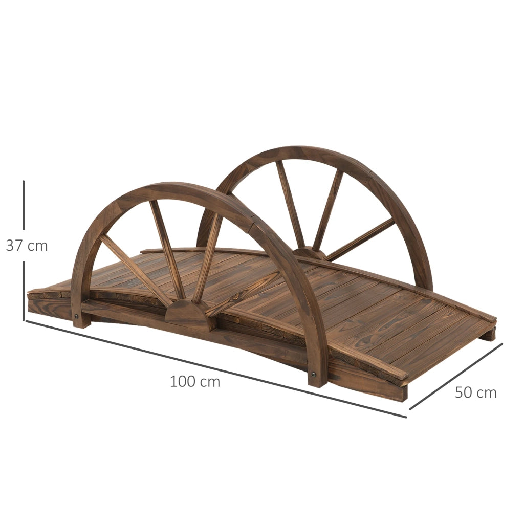 Ponte da giardino ad arco curvo 100 x 50 x 37 cm decorativo sicuro resistente alle intemperie rustico in legno marrone 21_0003939
