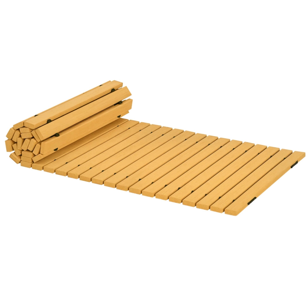 Passerella da giardino a listelli arrotolabile terrazza balcone 185 x 60 x 1.9 cm antiscivolo drenante rustica in legno giallo 21_0003965