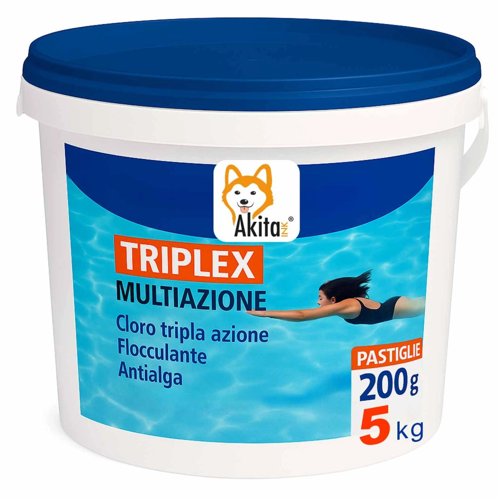 Akitaink Triplex Cloro 3 in 1 Piscina 5 kg Pastiglie 200g