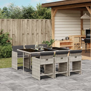 Set da Pranzo da Giardino 7 pz Cuscini Polyrattan Grigio Chiaro 3277858