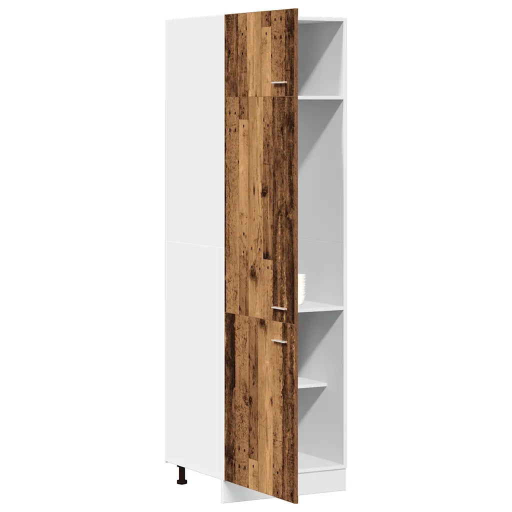 Armadio per frigorifero legno vecchio stoccaggio 60 x 57 x 207 cm stabile durevole in legno multistrato marrone 02_0050767