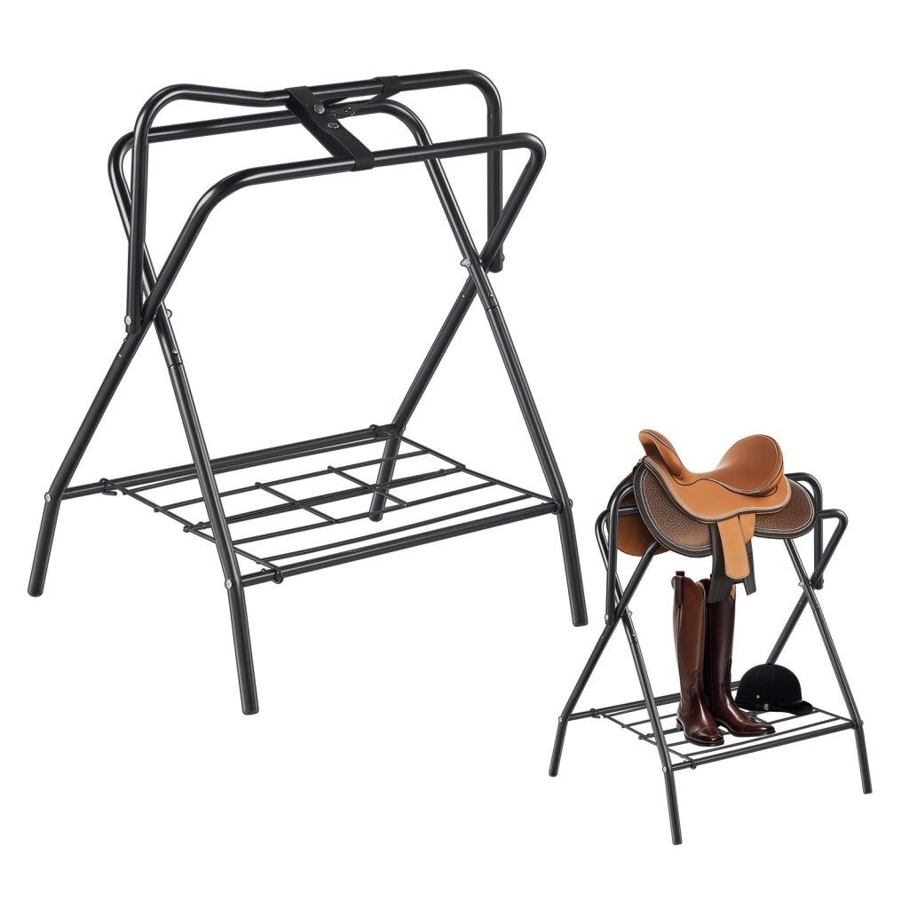 Supporto per Sella Pieghevole in Acciaio al Carbonio per Selle Inglesi e Western Rastrelliera Robusta Salvaspazio 2 Pezzi Nero 711 x 482 x 952 mm