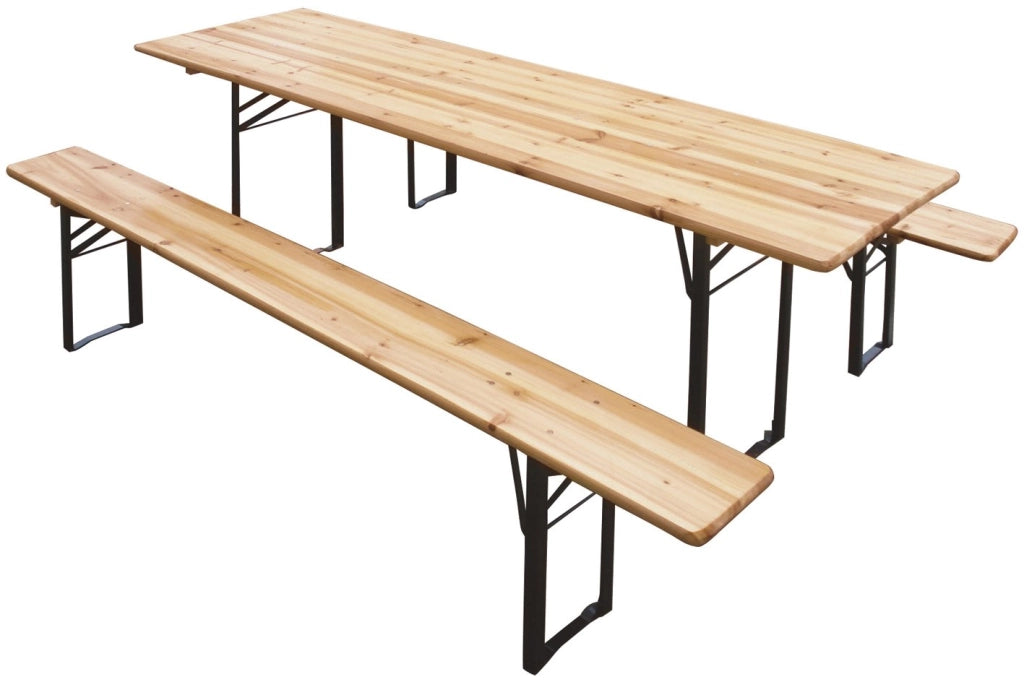 VERDELOOK Set birreria, 2 panche e Tavolo in Legno Naturale, 80x200 cm