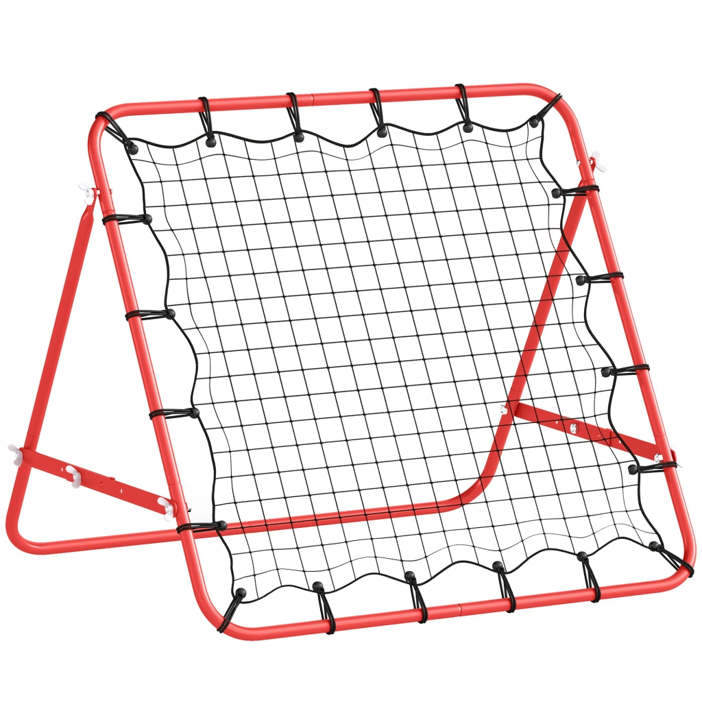 Rebounder da Calcio 84 x 84 cm, Rete da Rimbalzo Regolabile in Acciaio per Allenamento Tiri e Passaggi, Rosso