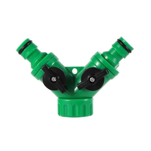 RACCORDO 2 VIE SDOPPIATORE RUBINETTO 3/4" CONNETTORI RAPIDI 1/2" IRRIGAZIONE