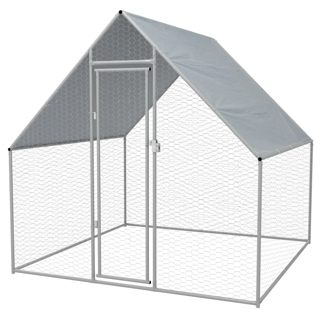 Gabbia per Polli da Esterno in Acciaio Zincato 2x2x1,92 m 170494