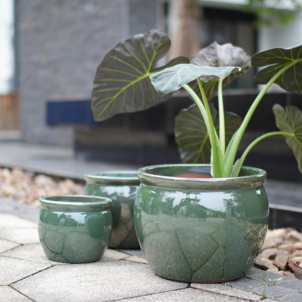 VASI Set da 3 pezzi Ø 37/30/23 cm Ceramica Blu-verde antico