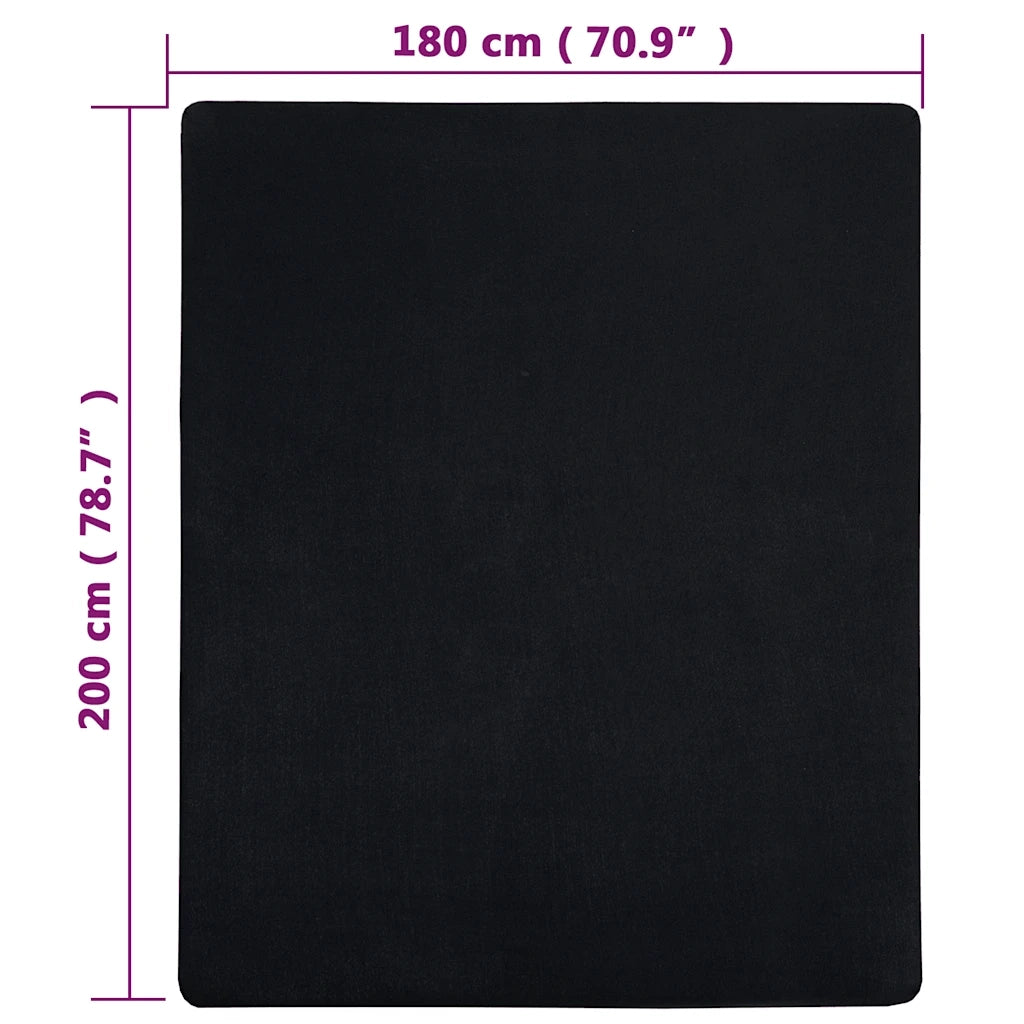 Lenzuola con Angoli Jersey 2pz Nero 180x200 cm Cotone 136219