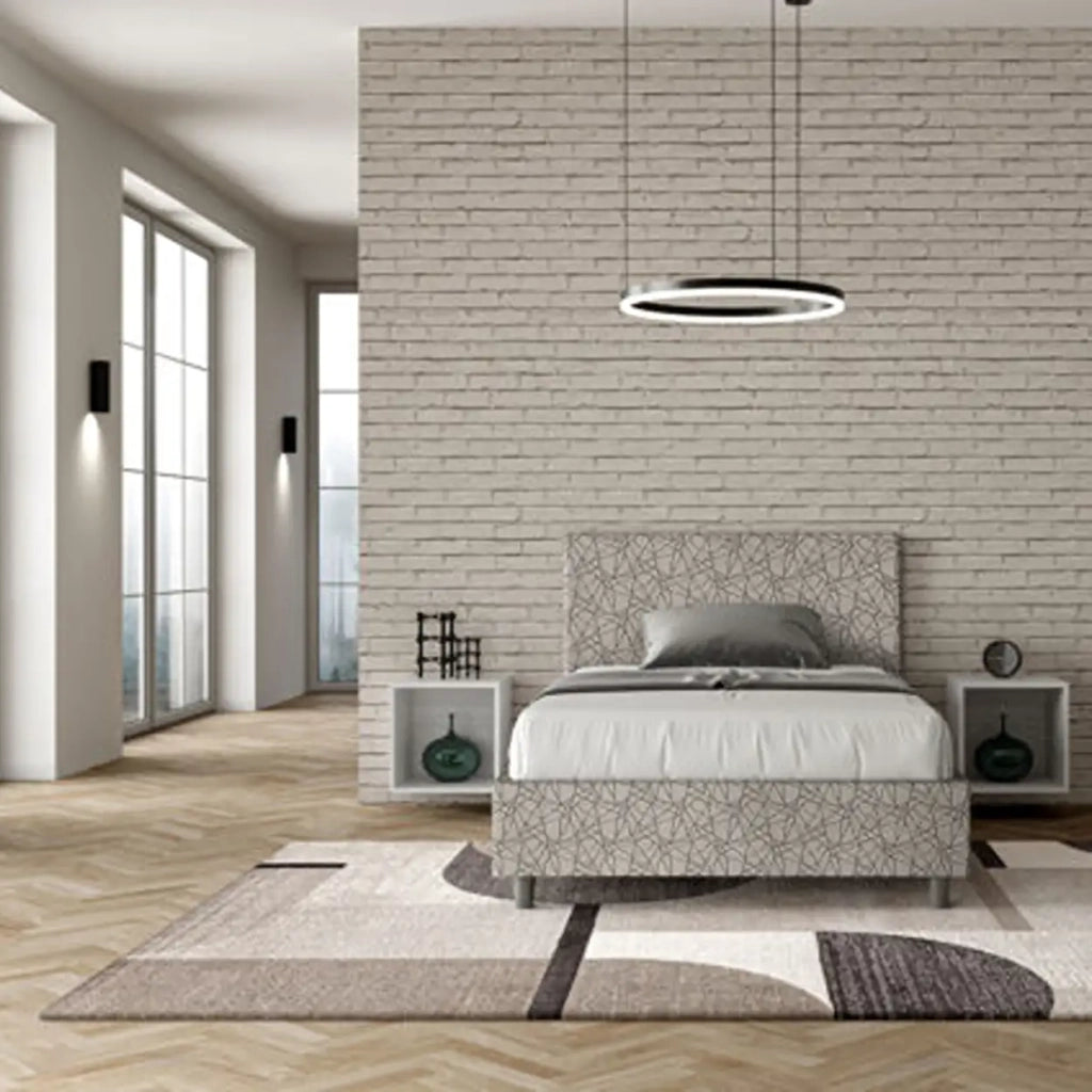 Letto una piazza e mezza contenitore imbottito 120x200 tessuto Era 2 grigio Adele