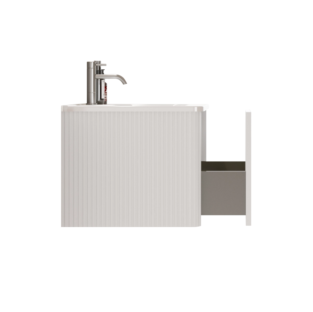 Mobile lavabo sospeso 60 cm bianco con cassetto push-to-open