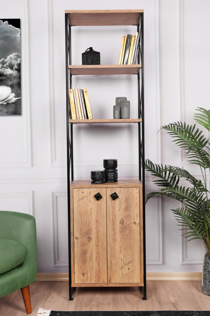 Libreria in legno "Tervel" - 49 x 30 x 180 cm - Marrone
