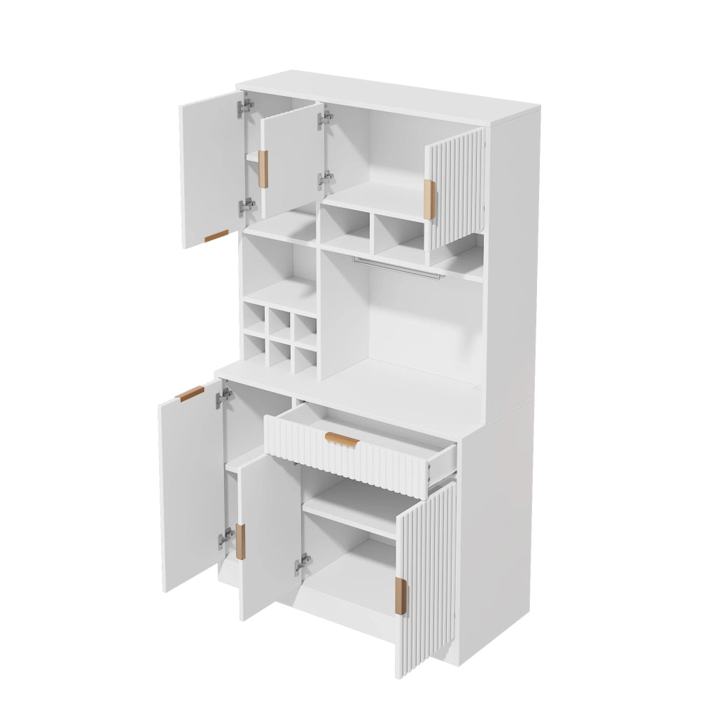 Credenza alta da cucina 100x40x175 cm con prese USB-A e USB-C; bianco