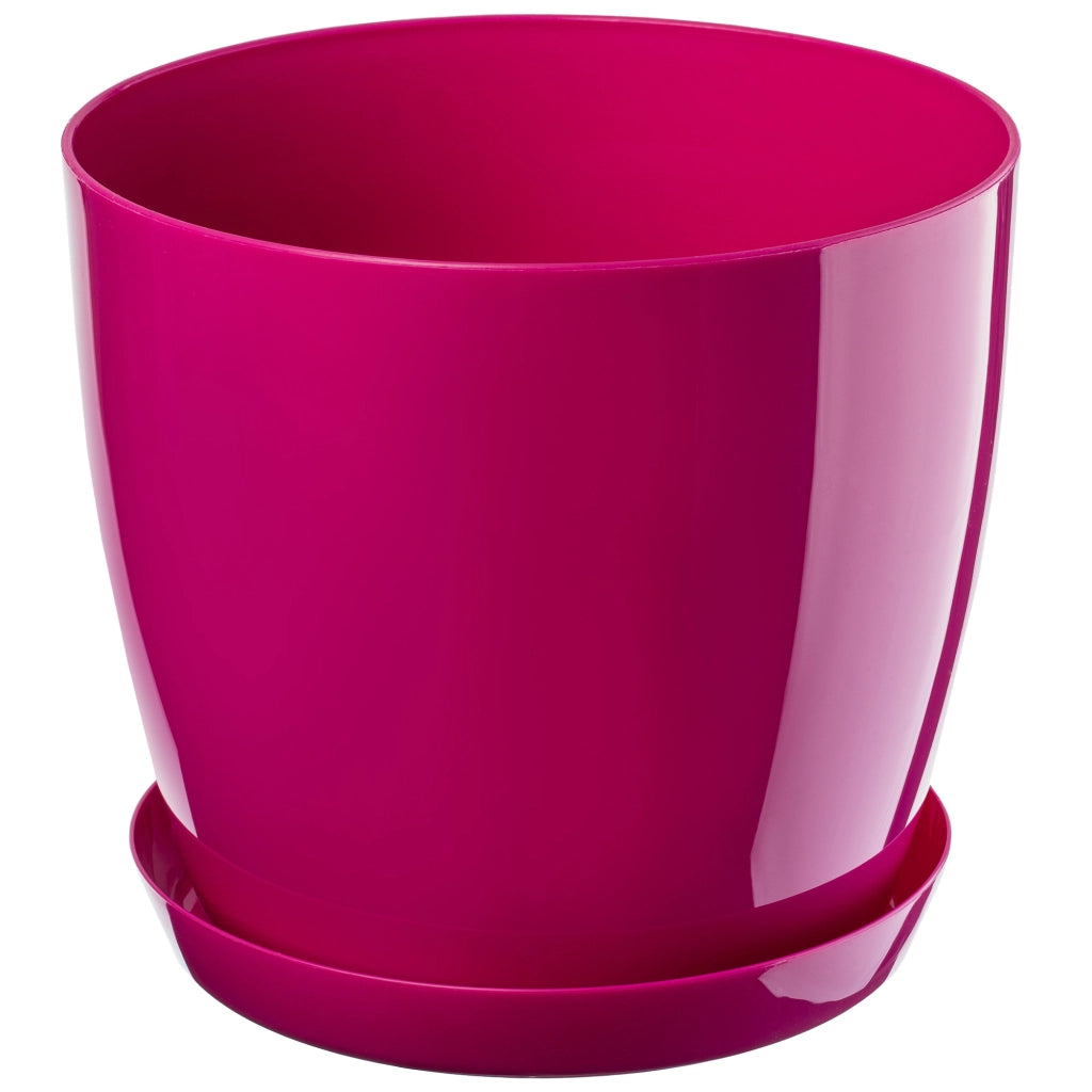 Vaso da fiori KADAX con sottovaso e coperchio in plastica, 12 cm, rosa.