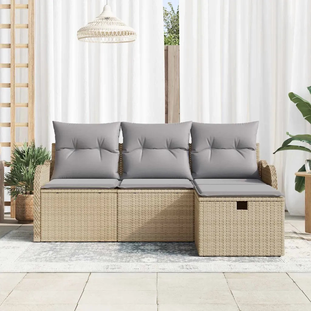 Set Divano da Giardino 4 pcs Beige e Grigio Chiaro polyrattan 3358949