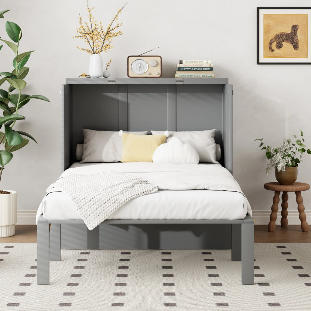 letto a scomparsa legno grigio 90 x 200 cm