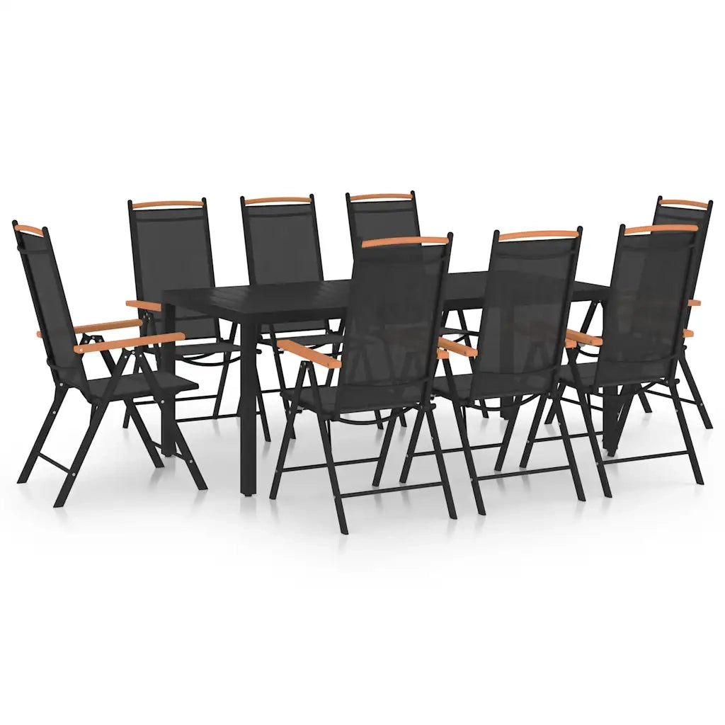 Set da Pranzo da Giardino 9 pz in Alluminio Nero 3070627