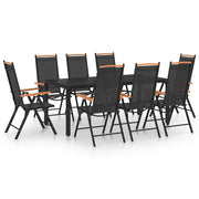 Set da Pranzo da Giardino 9 pz in Alluminio Nero 3070627