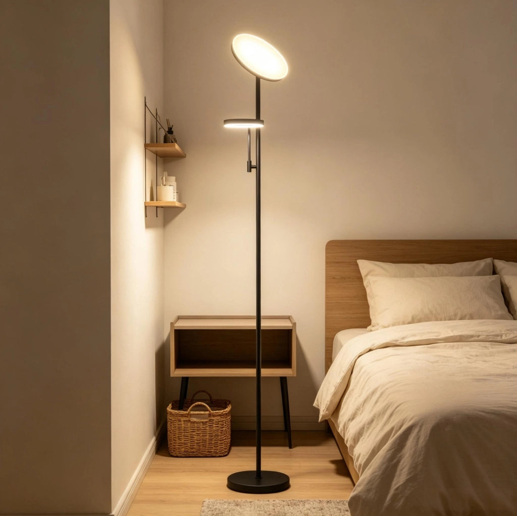 Lampada da terra LED ULEVR 42W dimmerabile 2700-6500K con telecomando, nero