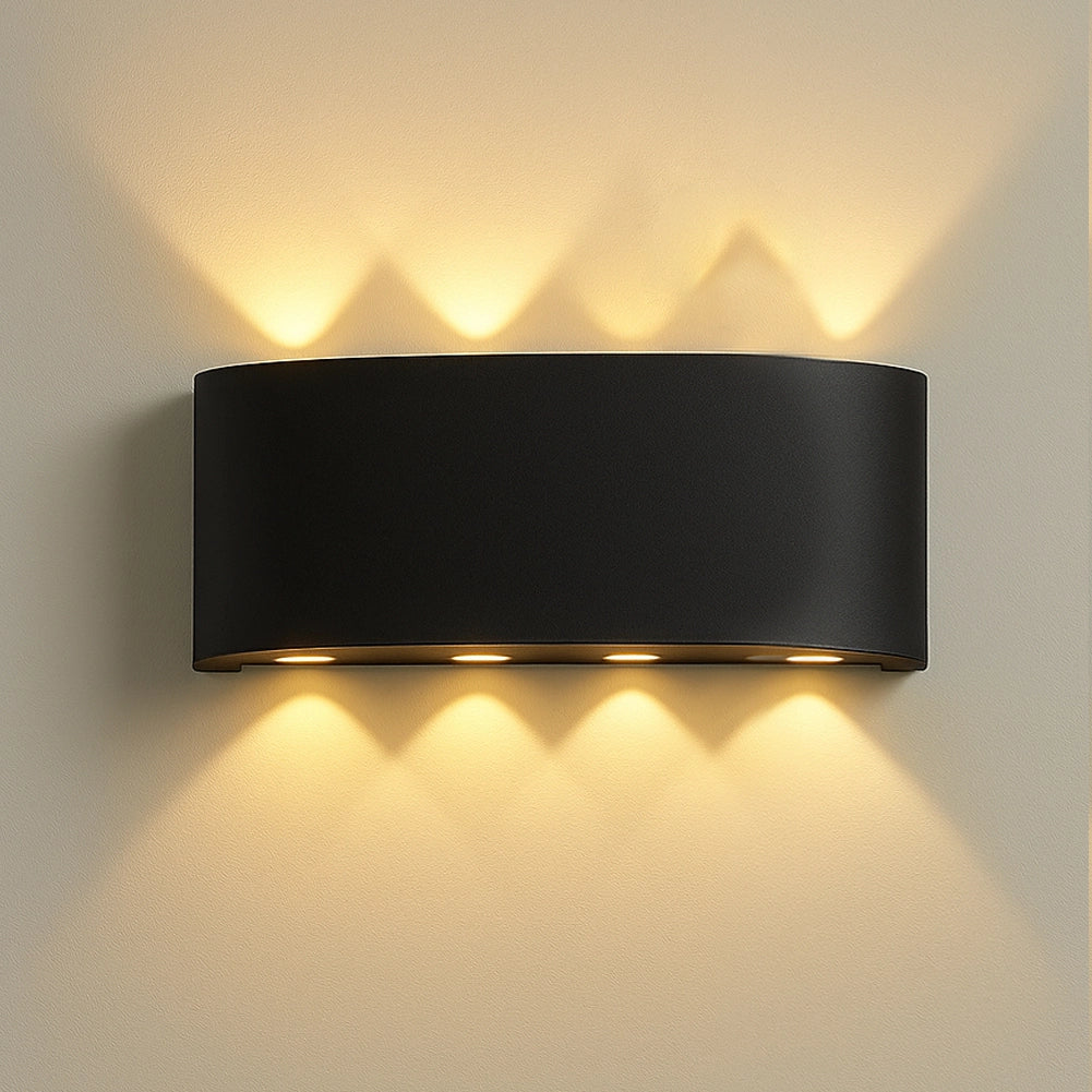 Applique da Muro 8 Led Lampada a Parete Nero con Luce Bianco Caldo 22x8x4cm