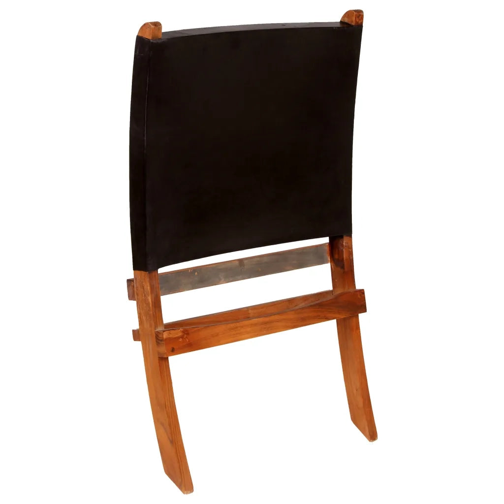 Sedia pieghevole in vera pelle nera 246364