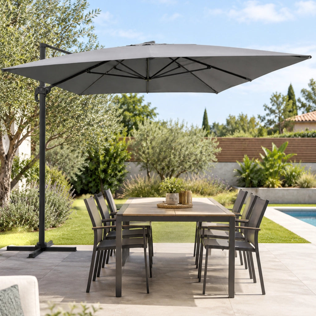 Ombrello offset MOLOKAI rettangolare 3x4m grigio + copertura