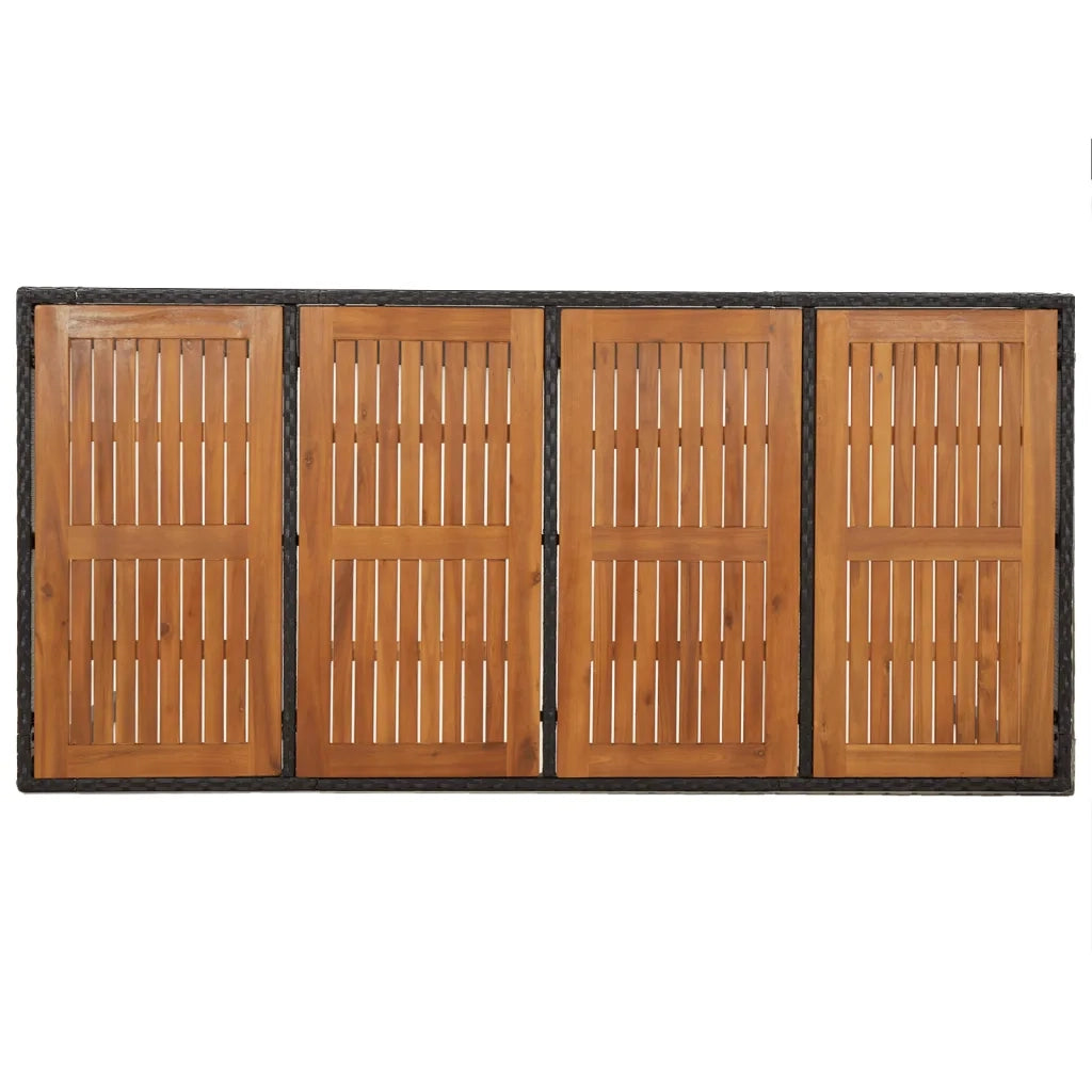 Set da Pranzo da Giardino 9 pz con Cuscini Nero in Polyrattan 3184992