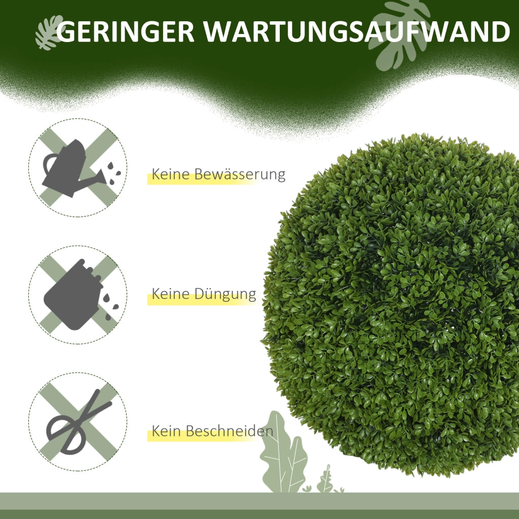 Sfera di bosso artificiale 2 pezzi in plastica verde Ø 40 cm con elementi a incastro per interni ed esterni