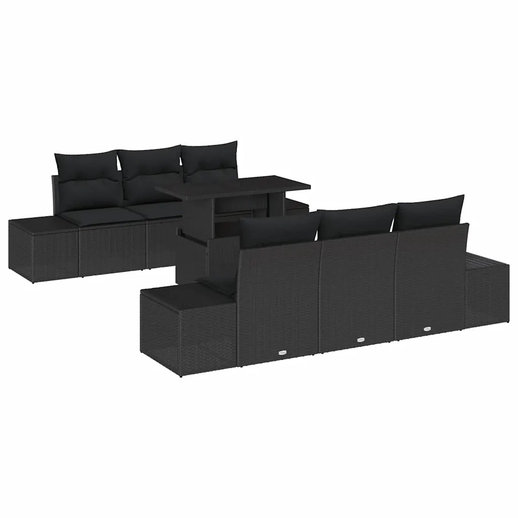 Set Divano da Giardino con cuscino 7 pcs Nero 3357846