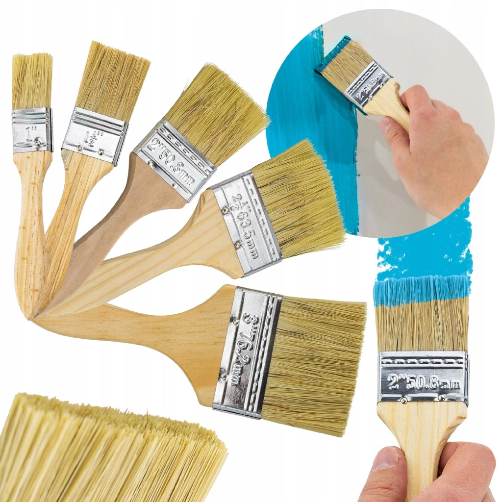 Set di Pennelli Sintetici per Pittura – 5 Misure: 1", 1,5", 2", 2,5", 3" | Alta Qualità, Versatilità | Per Muri e Mobili