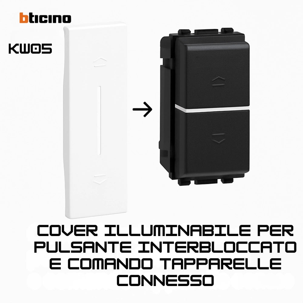 Bticino living now cover illuminabile 1 modulo per pulsanti e tapparelle *** colore bianco, confezione 1