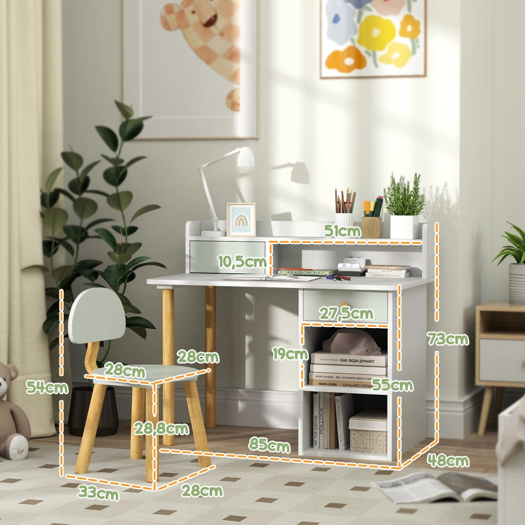 Scrivania Bambini con Sedia ¨C Minimal ¨C Verde 85x48x73 cm