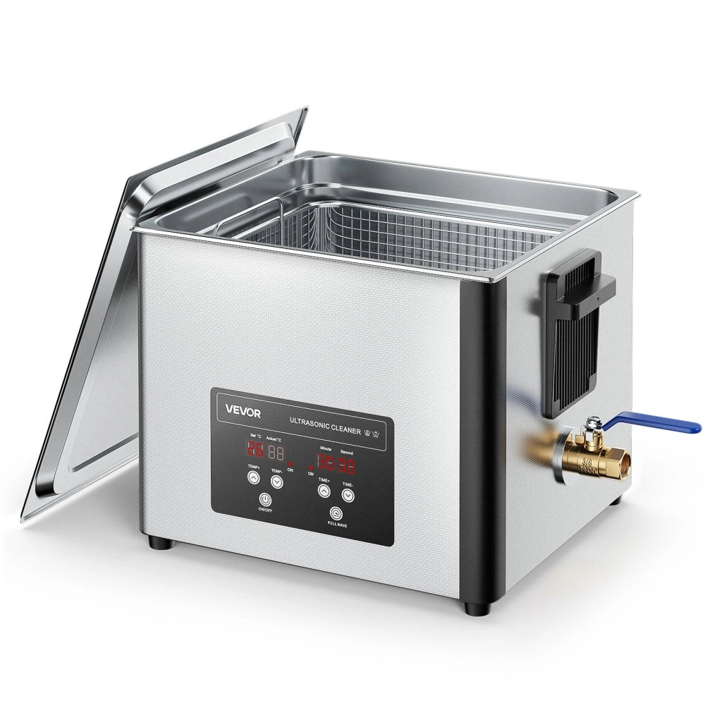 Pulitore a Ultrasuoni TH-60ATP 15L in Acciaio Inox con Riscaldamento Schermo Digitale e Cestello 240W 40kHz per Officina