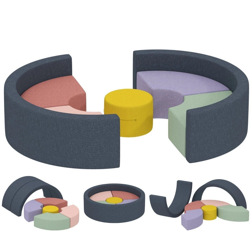 Set di 7 blocchi da costruzione morbidi per bambini, in schiuma, con rivestimento in velluto a coste lavabile, forme varie e colorati.
