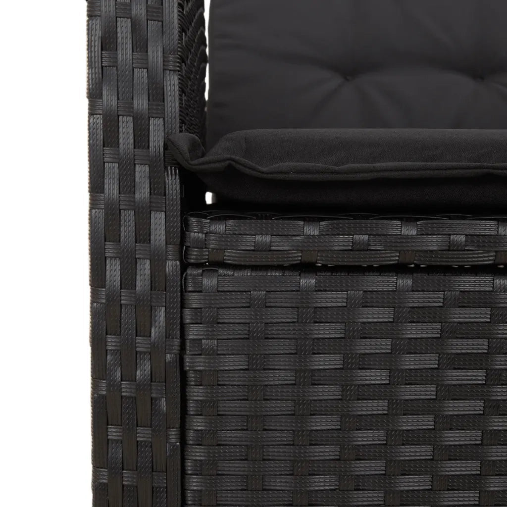 Set da Pranzo da Giardino 5 pz Nero con Cuscini in Polyrattan 3212664