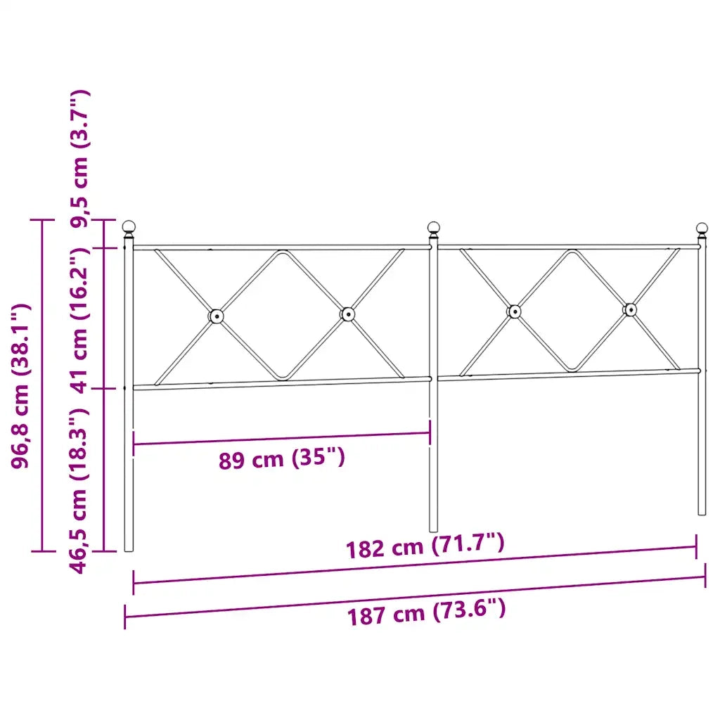 Testiera di Ricambio in Metallo Nero 180 cm 376538