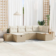Set Divano da Giardino con cuscino 6 pcs Beige polyrattan 3359633