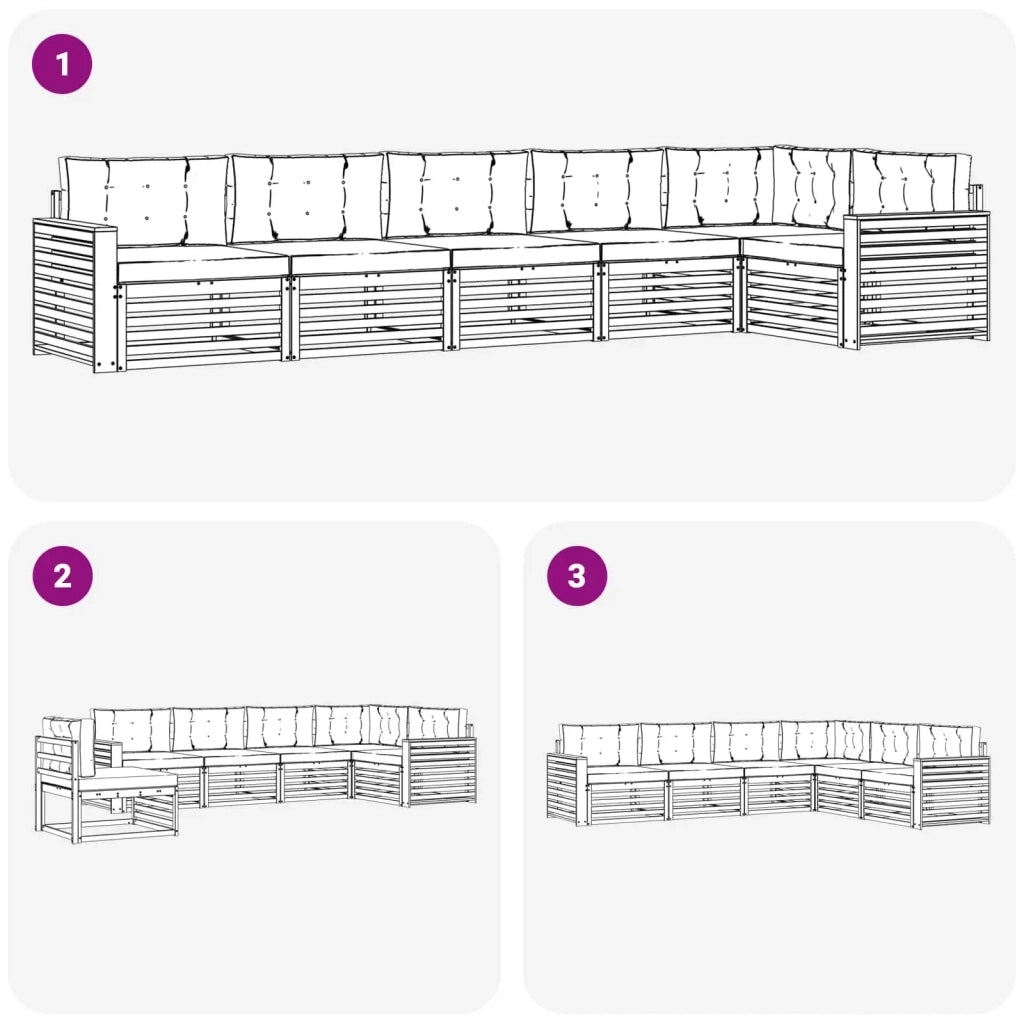 Set di divani da esterno 6 pz Bianco e Antracite Poliestere 3390572