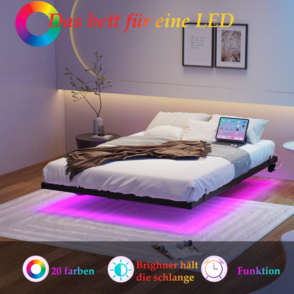 letto a sospensione metallo nero 140 x 200 cm