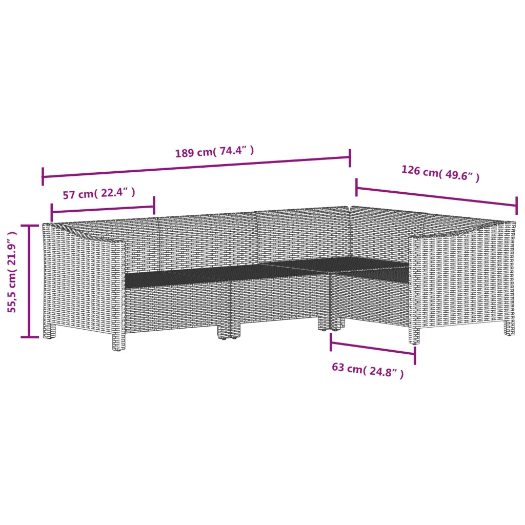 Set Divani da Giardino 7 pz con Cuscini in Polyrattan Grigio 3187277