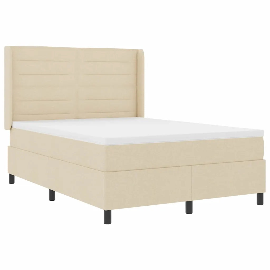Letto a molle con materasso Crema 160 x 200 cm Tessuto