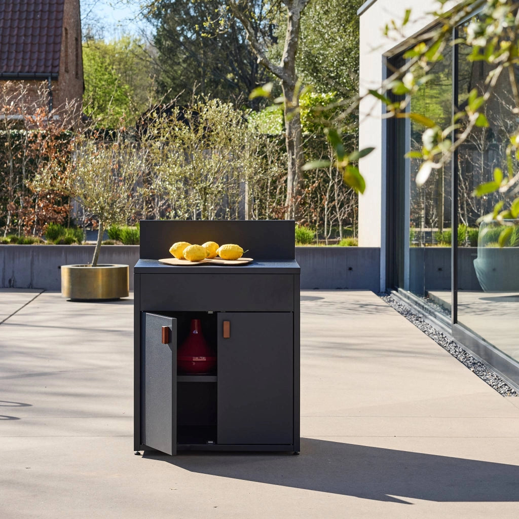 Cucina da esterno modulare in acciaio con 2 ante, 80cm, nero