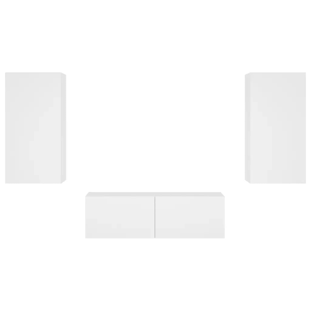 Mobili TV a Muro 3pz con Luci LED Bianchi