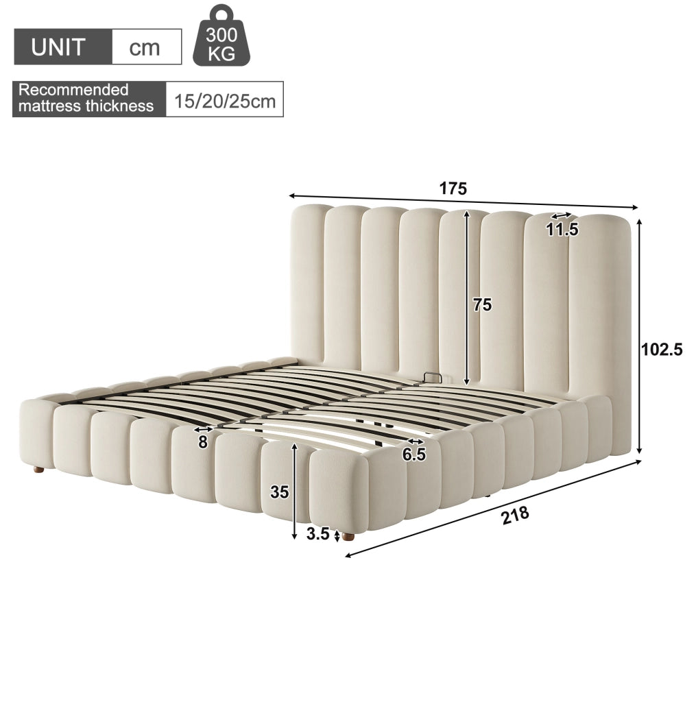 Letto matrimoniale imbottito 160x200 cm con contenitore idraulico e rete